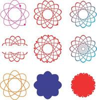 ensemble de atome, géométrique formes et starburst vente autocollants vecteur