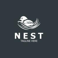 oiseau nid logo Naturel racine et feuille habitat oiseau maison isolé modèle vecteur
