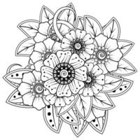 fleur de mehndi pour henné, mehndi, tatouage, décoration. ornement décoratif dans un style oriental ethnique. ornement de griffonnage. page de livre de coloriage. vecteur