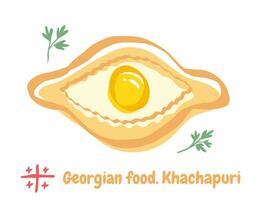 vecteur illustration de géorgien nourriture de ajarian khachapuri dans griffonnage style. khachapuri, nourriture de Géorgie.