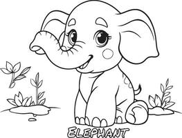 coloriage d'éléphant pour les enfants vecteur