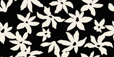 fleur sans couture Contexte. minimaliste abstrait floral modèle. moderne impression dans noir et blanc Contexte. idéal pour textile conception, fond d'écran, couvertures, cartes, invitations et affiches. vecteur