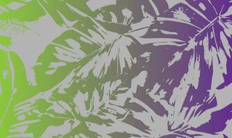 une vert et violet Contexte avec une tropical feuille modèle vecteur