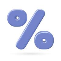 3d bleu métallique pour cent signe vente et remise conception élément pourcentage vecteur illustration