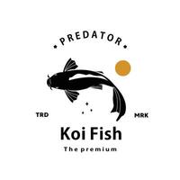 ancien rétro branché koi poisson logo vecteur contour silhouette art icône