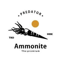 ancien rétro branché ammonite logo vecteur contour silhouette art icône