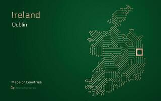 Irlande carte avec une Capitale de Dublin montré dans une puce électronique modèle avec processeur. gouvernement électronique. monde des pays vecteur Plans. puce électronique séries