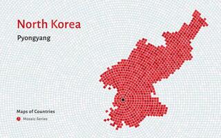 Nord Corée carte avec une Capitale de Pyongyang montré dans une mosaïque modèle vecteur