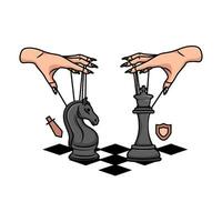 en jouant échecs dans échecs planche illustration vecteur