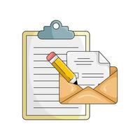 e-mail, crayon avec document illustration vecteur