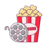 pop corn avec film rouleau illustration vecteur