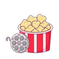 pop corn avec film rouleau illustration vecteur