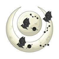 lune, chauve souris avec étoile illustration vecteur