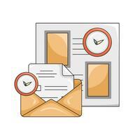 e-mail, l'horloge temps avec document illustration vecteur