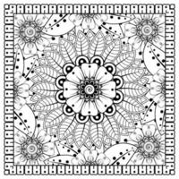 esquisser le motif de fleurs carrées dans le style mehndi pour la page du livre de coloriage vecteur