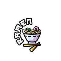 mignonne kawaii ramen logo vecteur