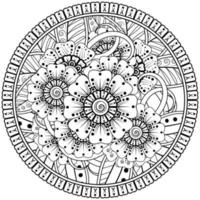 motif circulaire en forme de mandala avec fleur pour henné, mehndi, tatouage, décoration. vecteur