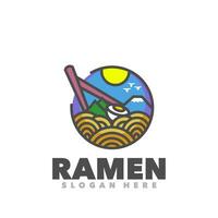 ramen Fuji Montagne logo conception vecteur