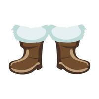 Père Noël claus bottes. une paire de marron cuir chaud bottes avec fourrure. des chaussures pour une carnaval costume de Père Noël claus ou st. Nicolas. symbole de Noël et Nouveau an. vecteur illustration.