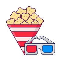 pop corn avec 3d des lunettes cinéma illustration vecteur