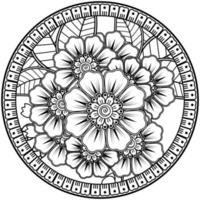 motif circulaire en forme de mandala avec fleur pour henné, mehndi, tatouage, décoration. vecteur