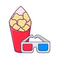 pop corn avec 3d des lunettes cinéma illustration vecteur