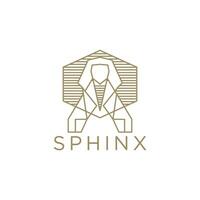 sphinx luxe égyptien point de repère logo icône ligne modèle plat vecteur illustration