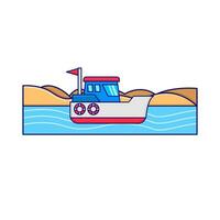 bateau dans plage illustration vecteur