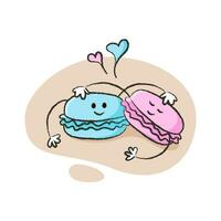 mignonne personnages de macaron avec cœur pour la Saint-Valentin journée et plus. meilleur pour carte postale, autocollants et plus dessins vecteur