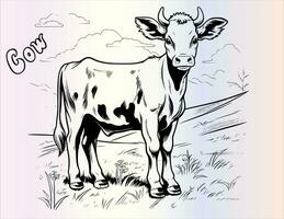 coloriage de vache pour les enfants vecteur