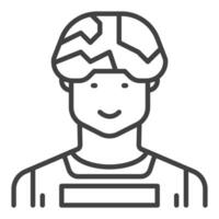 militaire homme dans une casque vecteur concept contour icône - soldat symbole