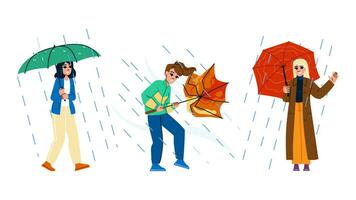 la nature parapluie pluie femme vecteur