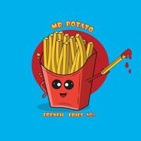 vecteur illustration de mascotte français frites dessin animé mignonne logo