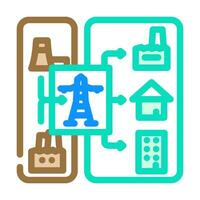 distribué génération électrique Couleur icône vecteur illustration