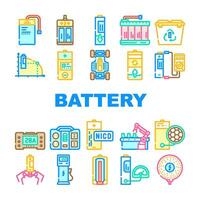 batterie La technologie Puissance électrique Icônes ensemble vecteur