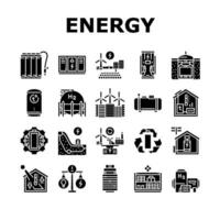 énergie espace de rangement Puissance système Icônes ensemble vecteur