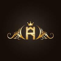luxe logo de symbole r avec couronne. adapté pour bijoux, mode, boutique, hôtel, restaurant, etc. vecteur