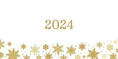 2024 Nouveau année blanc et or arrière-plan, vecteur frontière avec spectacle flocons pour le vacances saison, élégant conception