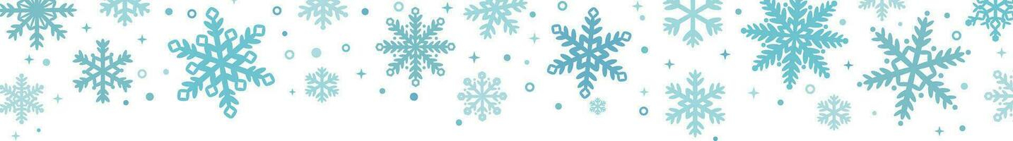neige tomber salutation bannière avec bleu main tiré neige flocon éléments, vecteur frontière pour le hiver vacances, isolé agrafe art