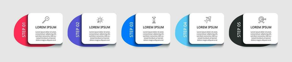 vecteur infographie conception affaires modèle avec Icônes et 5 les options ou pas. carré conception ou diagramme