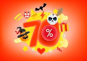 Bannière de réduction d'halloween de 70 pour cent vecteur