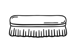 brosse à récurer en bois pour le nettoyage isolé sur fond blanc. illustration vectorielle dessinée à la main dans le style doodle. adapté à vos projets, décorations, logo, divers designs. vecteur