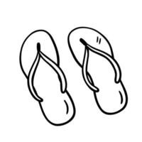 tongs isolés sur fond blanc. chaussures de plage d'été. illustration vectorielle dessinée à la main dans le style doodle. parfait pour votre projet, carte, logo, décorations. vecteur