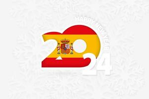 Nouveau année 2024 pour Espagne sur flocon de neige Contexte. vecteur