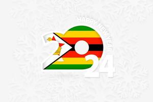 Nouveau année 2024 pour Zimbabwe sur flocon de neige Contexte. vecteur