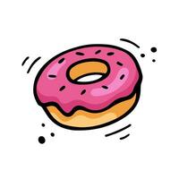 Donut illustration. vite nourriture illustration dans griffonnage style. main tiré esquisser de Donut. coloré rose Donut. vecteur