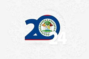 Nouveau année 2024 pour Belize sur flocon de neige Contexte. vecteur