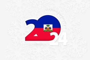 Nouveau année 2024 pour Haïti sur flocon de neige Contexte. vecteur