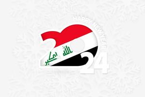 Nouveau année 2024 pour Irak sur flocon de neige Contexte. vecteur