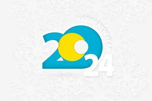 Nouveau année 2024 pour Palau sur flocon de neige Contexte. vecteur